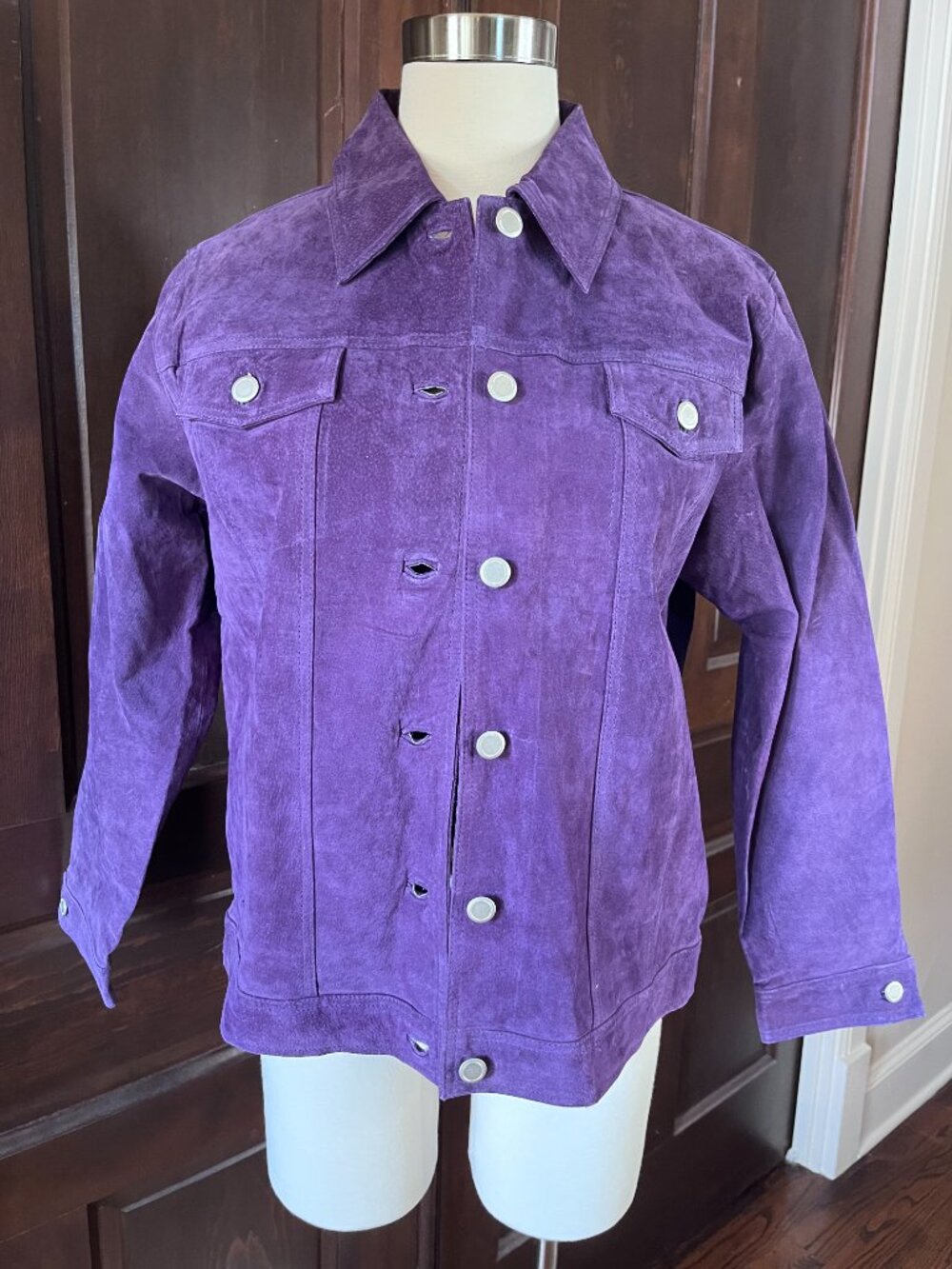 CWS Casual Workstyles Purple Suede Leather Jacket Jean Style NWOT Women's S - Picture 9 of 9